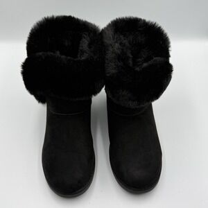 Juicy Couture Y2K Black Faux Fur Winter Boots Women's Size 6